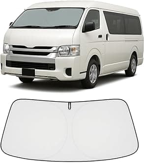 Proadsy Toyota HiAce 200 Series Wide (2004-Present) Dedicated Front Sunshade, Foldable, 4-layer Heat Barrier, UV 99% Cut, Dash Cam Compatible, Comes with Storage Bag