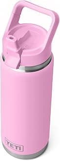 YETI Rambler 26 oz Bottle, Vacuum Insulated, Stainless Steel with Straw Cap, Power Pink