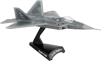 F-22 USAF Raptor Die-Cast Metal Model – 1:145 Scale Airplane with Display Stand, Highly Detailed Air Superiority Fighter Replica, 5.5” Length x 3.5” Wingspan, Adult Collectible Ages 14+
