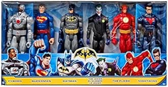 Mattel DC Super Heroes Comic 12" Figures 6 Pack Batman Superman Joker Flash Nightwing Cyborg