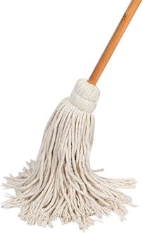 Tidy Tools Large Wet Deck Cotton Mop with Solid Wood Handle (20.5 Oz, White)