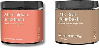 Kroma Bone Broth Duo – Chicken + Grass-Fed Beef | High-Protein, Gut-Friendly Wellness Broth for Daily Rituals & Immune Support