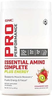 GNC Pro Performance Essential Amino Complete Plus Energy, Strawberry Kiwi, 15.9 oz, Supports Muscle Recovery