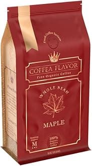 Maple flavored coffee – 100% arabica coffee beans whole, Single Origin, medium roast, USDA Organic, Naturally No Artificial Sweeteners– by Coffea Flavor