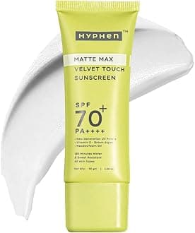 Hyphen Matte Max Velvet Touch Sunscreen Spf 70+ Pa++++|Sun Protection|Sun Shield|Moisturizes And Soothes Skin|12 Hrs Uva-Uvb Protection|Sunscreen Spf No White Cast, Combination & All Skin Types-30G