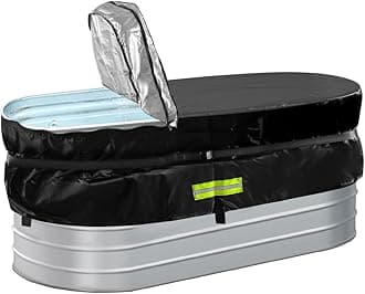 Horse Trough Cold Plunge Tub Cover, 2 x 2 x 4'' Stock Tank Cover for Horse Trough 4Ft Insulated Cold Plunge Ice Bath Tub Livestock Covers Stock Tank Pool Liner Hot Tub Kit Water Proof Oval