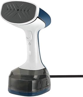 Sunbeam 1200W Steam Burst Handheld Steamer for Clothes, Dual Steam Settings, 30-Second Fast Head-Up, Bristle Brush Attachment, White and Blue Finish