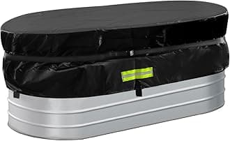 Horse Trough Cold Plunge Tub Cover, 2 x 2 x 4'' Stock Tank Cover for Horse Trough 4Ft Insulated Cold Plunge Ice Bath Tub Livestock Covers Stock Tank Pool Liner Hot Tub Kit Water Proof Oval