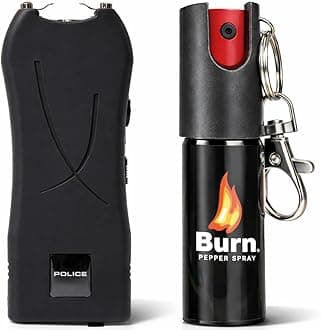 Police Stun Gun Burn Pepper Spray Combo Women Men Self Defense - 398 Black
