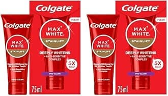 Max White Stainlift Pro Clean Toothpaste 75ml - 5X Whiter Teeth* in 3 Days - Sensitive Teeth whitening Toothpaste - 24/7 Protection for Sensitive Teeth and Enamel - removes deep-Set Stains.