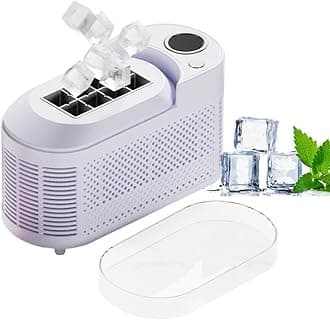 Countertop Ice Maker - 8 Cubes Ready in 10 Mins, Portable Ice Cube Maker Electric Ice Machine for Home Camping RV Car & All Spaces, Clear & Large Ice Cubes (Purple)