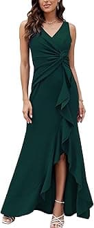 Formal Evening Dresses for Women Elegant Evening Party Prom Dress Long Sexy V Neck Sleeveless Split Wrap