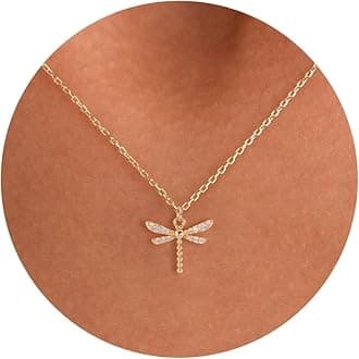 14K Gold Plated Dainty Pendant Butterfly Bead Boot Bee Baseball Flower Compass Airplane Heart Hummingbird Tree Necklace Simple Jewelry Gift for Women