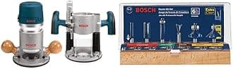 1617EVSPK Wood Router Tool Combo Kit with Bosch RBS006 1/4-Inch Shank Carbide-Tipped Multi-Purpose Router Bit Set, 6-Piece