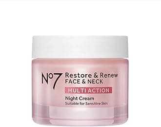No7 Restore & Renew Multi Action Face & Neck Night Cream - Collagen Peptide Anti Aging Face Cream - Hydrating Hyaluronic Acid + Skin Firming Fragrance Free Night Cream (50ml)