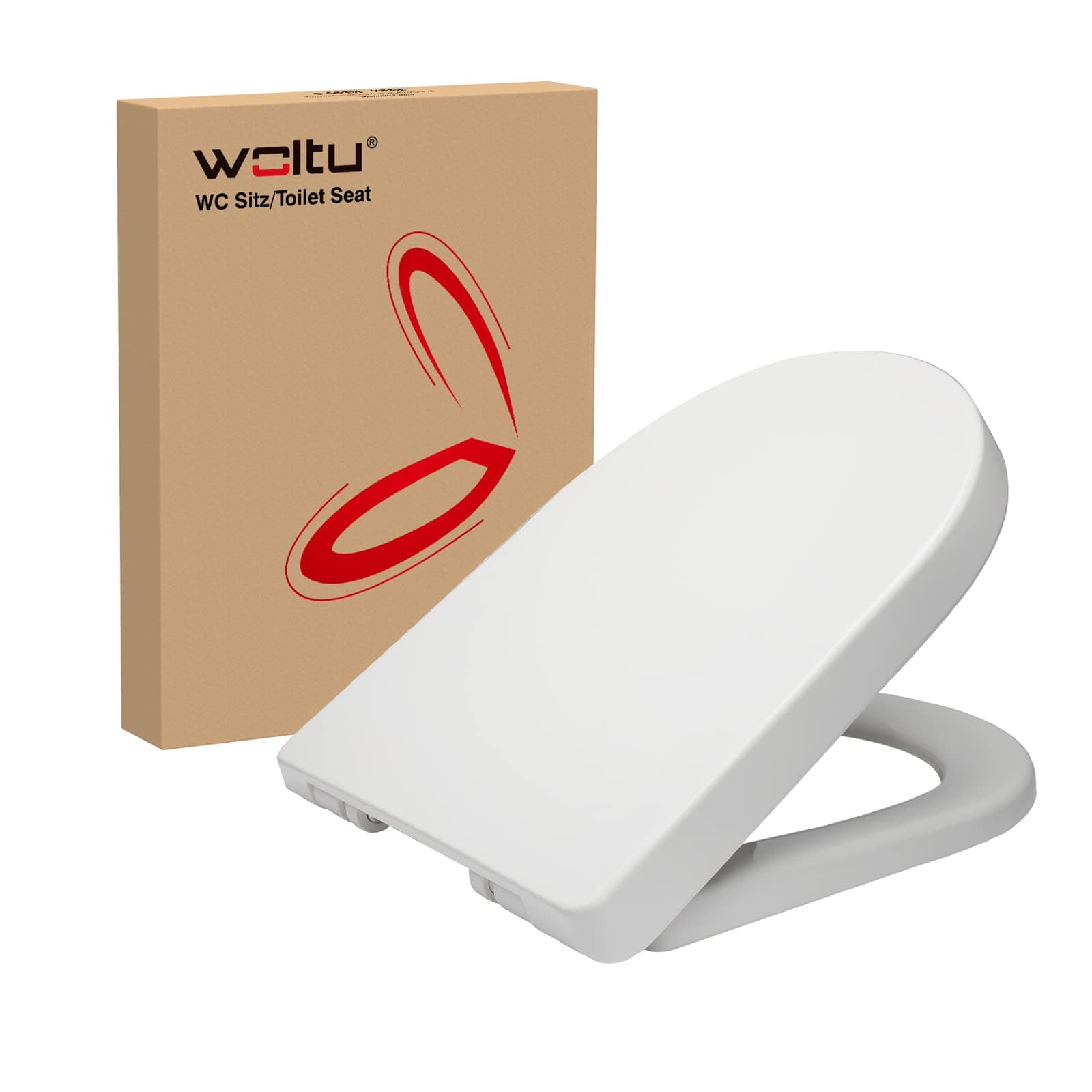 WOLTU D Shape White Toilet Seat, Soft Close Adjustable Hinge Quick Release Top Fixed Toilet seat Bathroom Lid WS2544