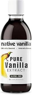 - 16 oz Pure Vanilla Extract - 100% Real Vanilla Extract - For Cooking, Drinks & Desserts - 100% Vegan, Sugar Free & Kosher - Non-GMO & Gluten-Free - Native Vanilla