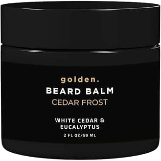 Golden Grooming Beard Balm | Unique Masculine Scent | Shea Butter for Beard Growth | Tames, Moisturizes & Styles – Cedar Frost, 2oz