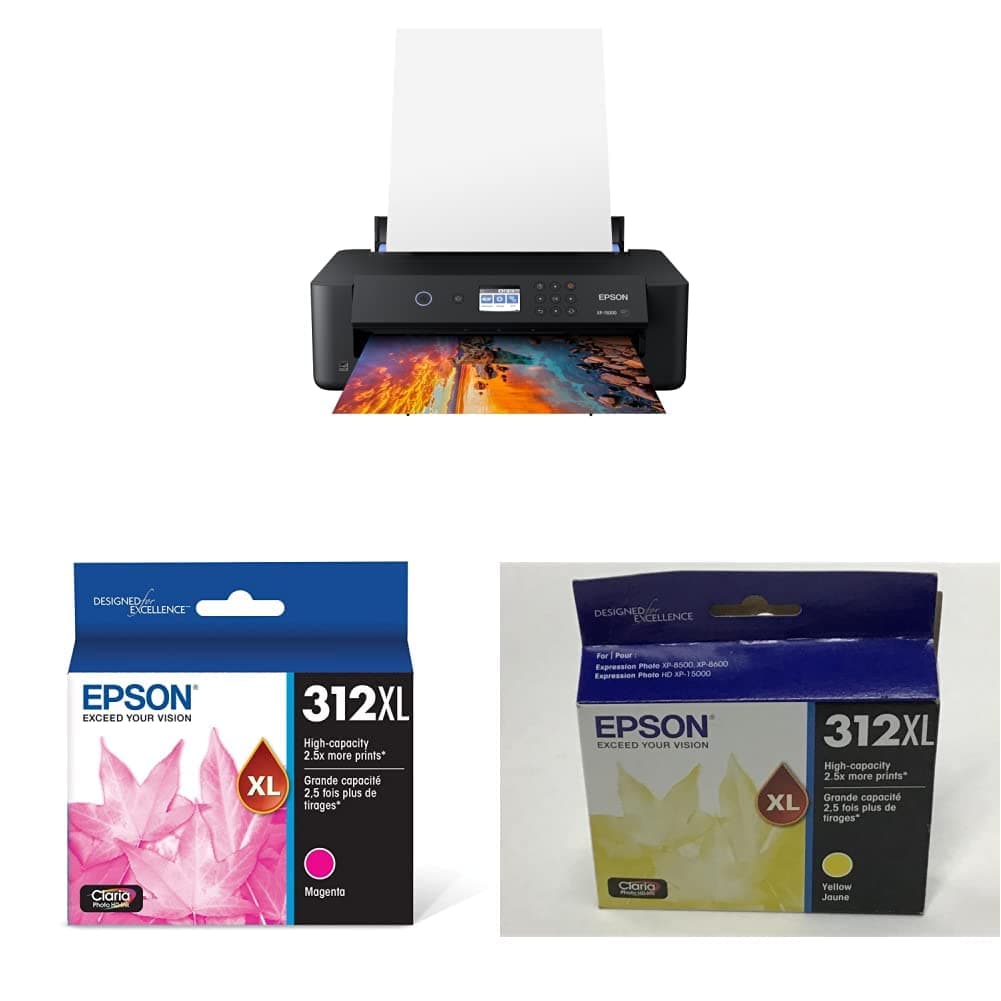 Epson Expression Photo XP-15000 Wireless Color Wide-Format Printer - T312 Claria Photo HD Ink High Capacity Magenta & Yellow Cartridges