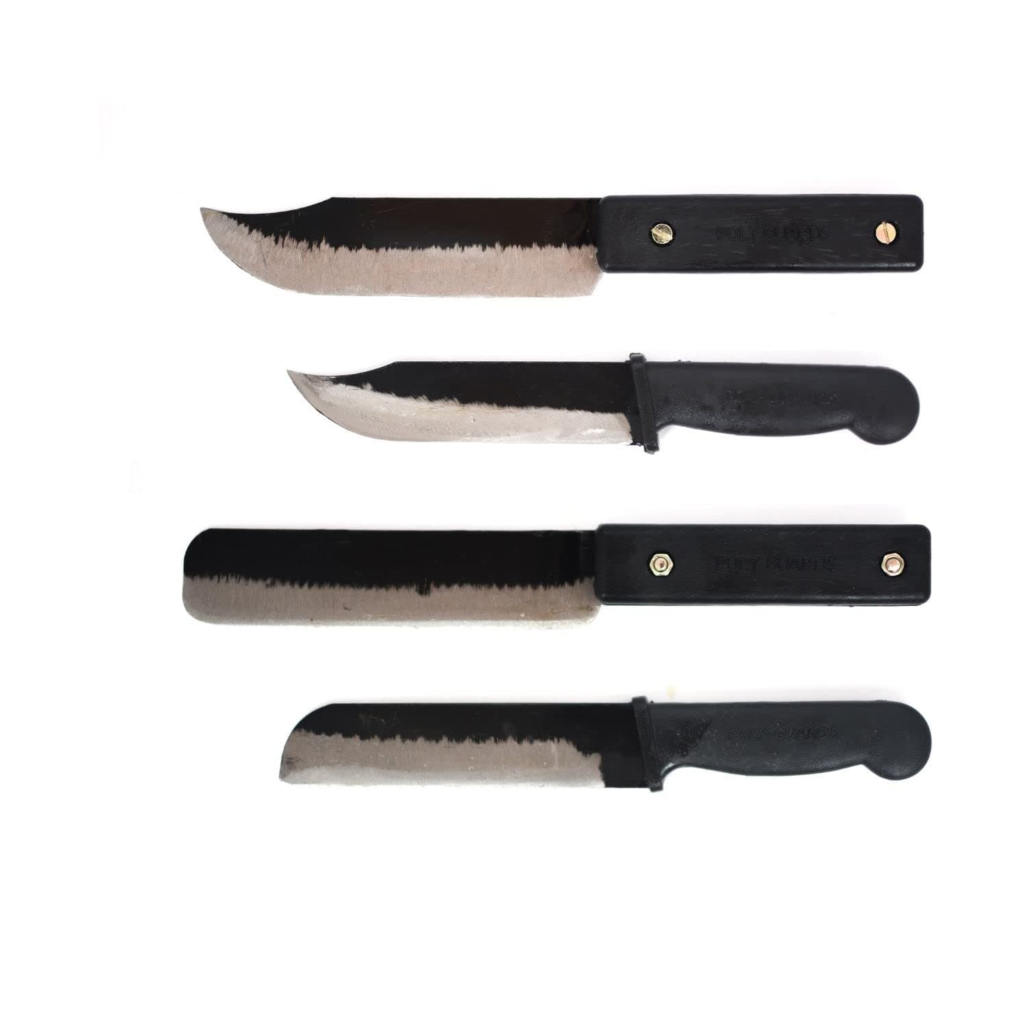 Polyguards Kitchen Knives Set of 4 Pieces Include 2 Point and 2 Round Iron Kitchen Knife, 1 Year Manufacture Guarantee, Knife for Kitchen use Home (Black)