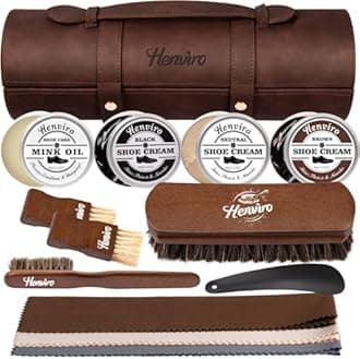 Henviro Leather Shoe Shine Kit For Men - 13 PCS Shoe Polish Kit, Leather Boots Care, Shoe Care Kit Gift for Men Him Husband