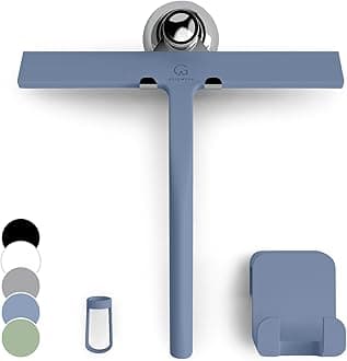 GÜTEWERK Shower Squeegee for Glass Doors, Silicone Window Squeegee, Bathroom and Glass Cleaning - Blue - 9 Inch