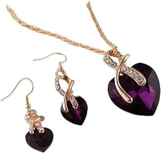 Gold plated jewelry set for women's crystal heart-shaped necklace earrings jewelry set for brides' wedding accessories Earrings and necklace set