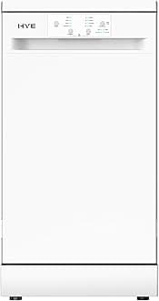 HYE Dishwasher - Slimline Dishwasher With 9 Place Settings, 45cm, Compact & Freestanding Design, White, ECO Program, Quick Wash, Quiet (49 dB) - DW0109PW19