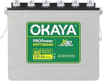 OKAYA PRO Power OPTT26060 230Ah Tall Tubular Inverter Battery for Home, Office & Shops with Certified Extra Backup | Spillage Free & Low Maintenance Design | 60 Months Warranty