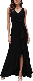 FQA Formal Evening Dresses for Women Elegant Evening Party Prom Dress Long Sexy V Neck Sleeveless Split Wrap