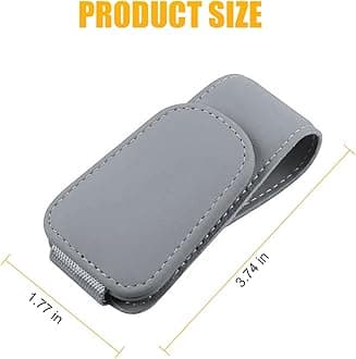 AICEL Sunglasses Holders for Car Sun Visor, Leather Eyeglasses Hanger Mounter, Magnetic Glasses Holder and Ticket Card Clip, Auto Interior Accessories Universal for SUV Pickup Truck (Light Gray)