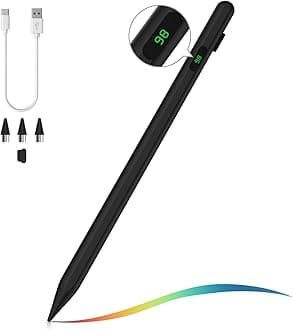 MoKo Universal Stylus Pen Compatible with iPad/iPhone/Samsung(Non-S Pen)/Tablet Devices and Other iOS/Android Smartphone, Tablet Pencil with Power Display, Black