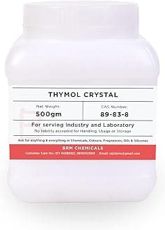 BRM Chemicals Thymol Crystal - 500 G For Soap Making, Shampoo, Cosmetics, Moisturizer, Lotion Making, Domestic Use & Diy Personal Care For Face, Hair, Skin & Body (Pack Of 1)