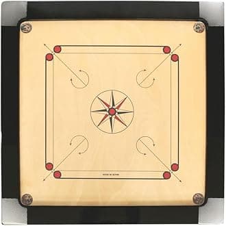 Hanzu Extra Size 36"x36" Carrom Board with Coin, Striker, Powder Free, Brown Wooden Board, Unisex, All Ages