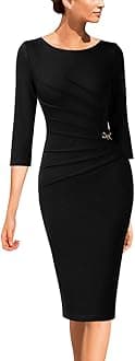 Womens Elegant Ruched Pleated Work Business Office Cocktail Party Bodycon Pencil Sheath Dress