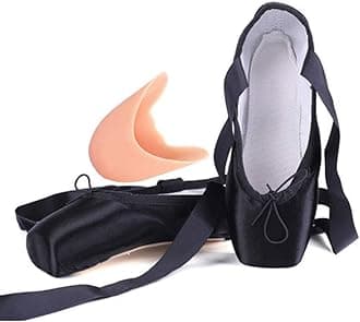 Professional Ballet Pointe Shoes Satin Ribbon Ballet Shoes with Silicone Toe Pads
