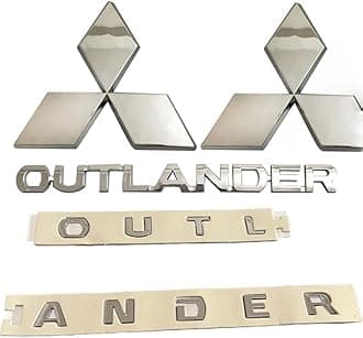 ABS Replacement Badge Kits for Mitsubishi Outlander 2019 2020 2021, Front Grille & Rear Trunk Emblem Badge Stickers, Letter Badge Adjusting Decor, Car Accessories Replacement Parts,Bonnet