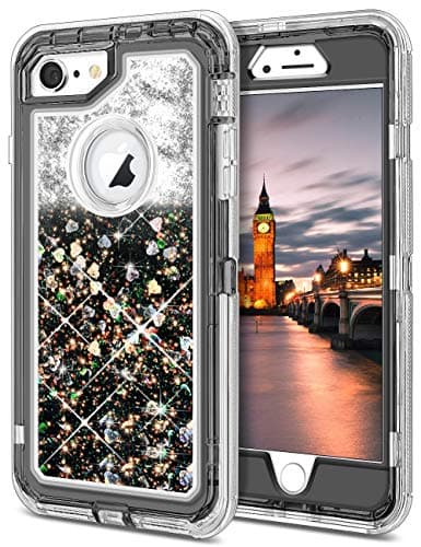 JAKPAK iPhone 6 Case, iPhone 6S Case Shockproof Glitter Flowing Liquid Bling Sparkle Cover for Girl Woman Heavy Duty Full Body Protective Shell for iPhone 6S iPhone 6 4.7 inches Gradient Gold