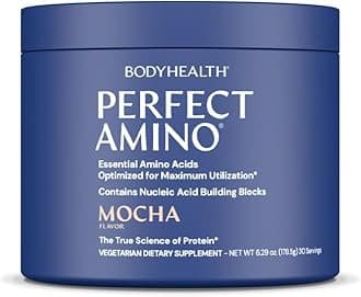 PerfectAmino Powder - BCAA and EAA Powder for Pre and Post Workout - Amino Acid Energy Drink for Men and Women to Support Lean Muscle and Recovery - Mocha - 30 Servings