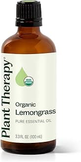 Plant Therapy Organic Lemongrass Essential Oil 100 mL (3.3 oz), 100% Pure, USDA Certified Organic, Undiluted, Aromatherapy, Deodorizing, and Immune Support