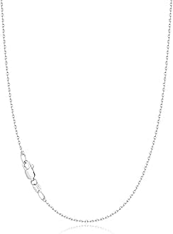 Jewlpire Solid 18k Gold Over 925 Sterling Silver Chain Necklace for Women Girls, 1.1mm Cable Chain Necklace Thin & Dainty & Sturdy Women's Chain Necklaces, 14/16/17/18/20/22/24 Inches