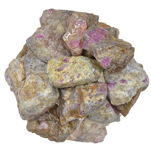 Hypnotic Gems: 1 lb Rough Ruby and Pink Sapphire in Quartz Stones from India - Natural Rock Crystals for Tumbling, Wire Wrapping, Jewelry Making, Home Décor, Energy Crystal Healing, Reiki and More!