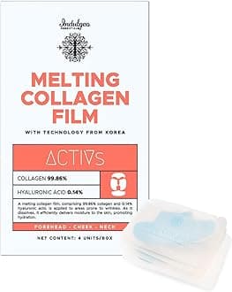 INDULGEO ESSENTIALS Melting Collagen Film Patches For Hydrating Skin | Set Of 4 Full Face Pack Mask Wrinkles & Gives Instant Plumpness | Self-Dissolving Korean Skincare Skin Patch Made With Collagen