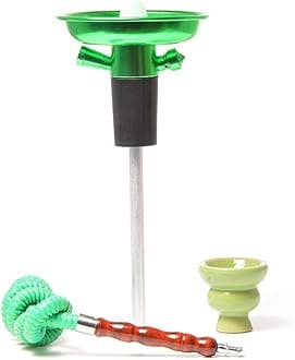 Portable Bottle Hookah Stem, Hookah Shisha Set/Kit, Ceramic Shisha Bowl, Hookah Hose, Stem, Suitable for Glass Bottles, Wine, Champagne,Green