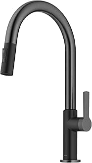 Oletto Pull-Down Kitchen Sink Faucet, Black, Two-Tone Matte Black/Spot Free Black Stainless Steel, Brass, 1.8 GPM, Single Hole, Modern Style