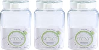 Lustroware3 Pack, Airtight Dry Food Storage Container Set with Lid, Crystal Clear Body, Kitchen Pantry Organization Canisters for Snack, Cereal, Sugar, Salt, Made in Japan (54 oz)