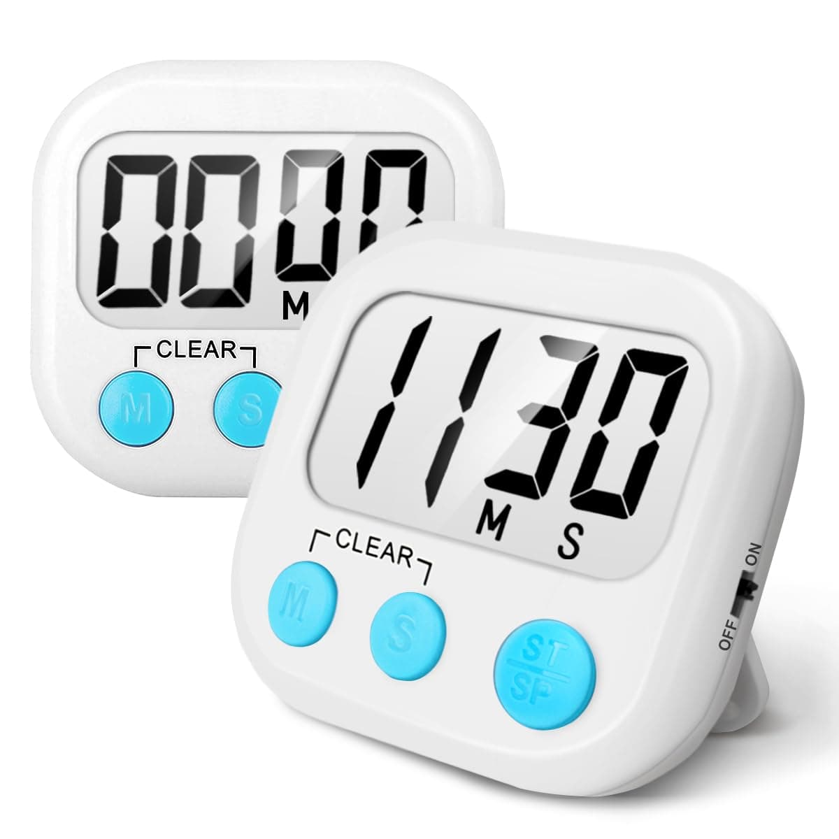 2 Pack Digital Kitchen Timer for Cooking Big Digits Loud Alarm Magnetic Backi...