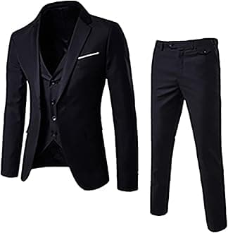 Men's Slim Fit 3 Piece Suits Notch Lapel One Button Business Wedding Prom Suit Jacket Blazer Tux Vest & Trousers