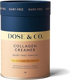 Dose & Co Dairy-Free Vanilla Collagen Creamer – 340g | VERISOL® Hydrolysed Collagen for Skin, Hair & Nails | 12g Protein per Serving | Smooth Coffee Creamer | Sugar-Free, Gluten-Free