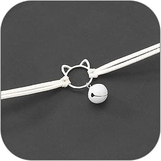 POYAMUSE Gothic Hollow Cat Choker Necklace for Women - Double Layer Velvet Choker with Bell Pendant